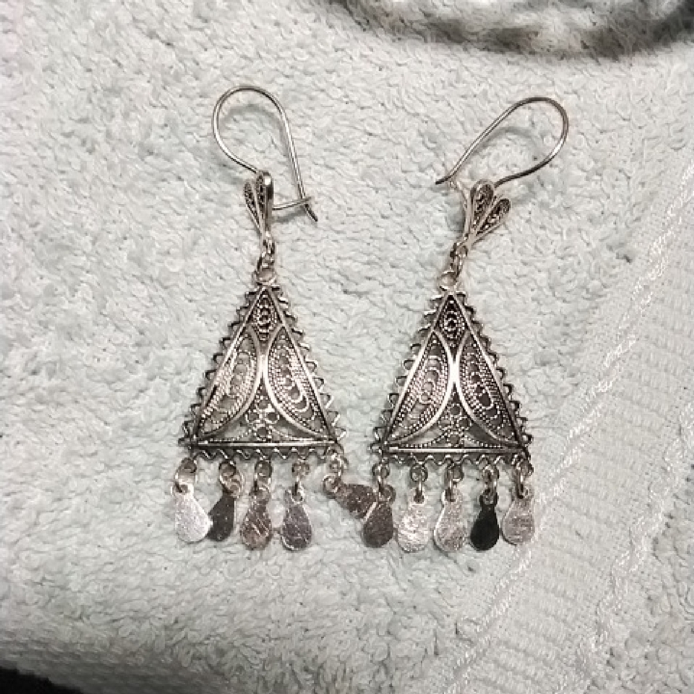 925 Sterling Sliver Dangle Earrings. Handmade in Turkey.